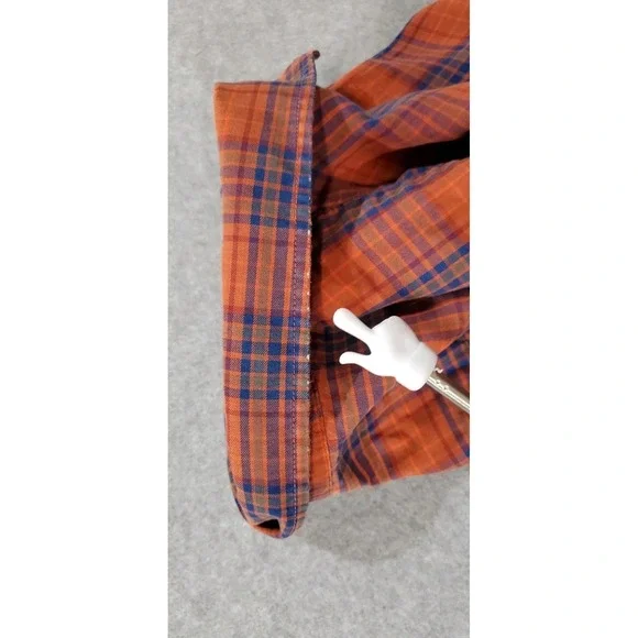 Patagonia Orange and Blue Plaid Casual Button Down Shirt - Picture 9 of 10